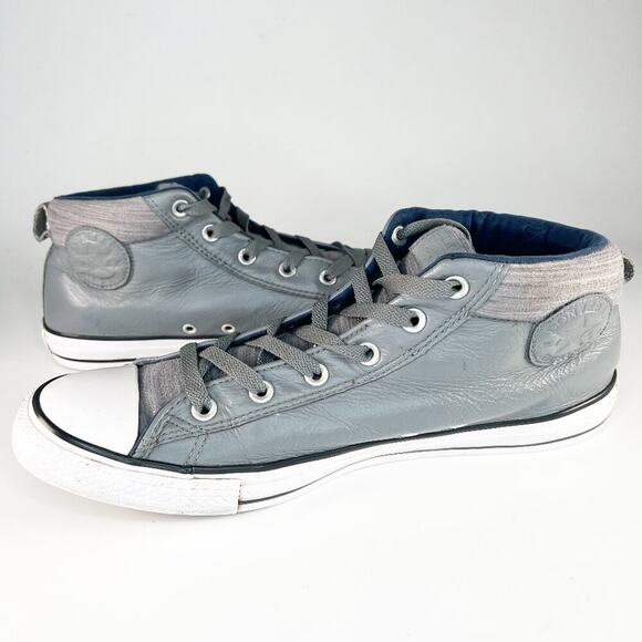 Converse Chuck Taylor Street Mid Leather Sneakers Shoes Grey Men 11 - Picture 1 of 15